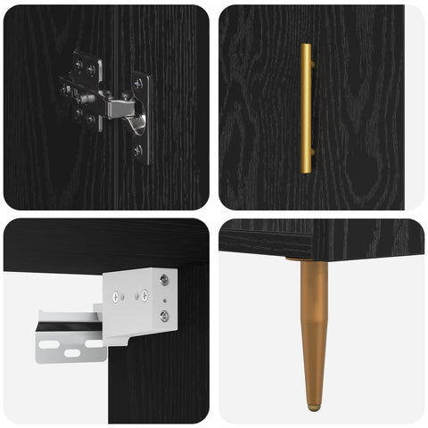 vidaXL Highboard Black Oak 69.5 x 34 x 180 cm Engineered Wood