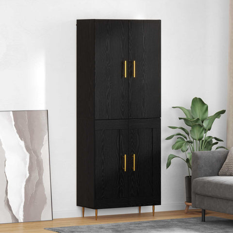 vidaXL Highboard Black Oak 69.5 x 34 x 180 cm Engineered Wood