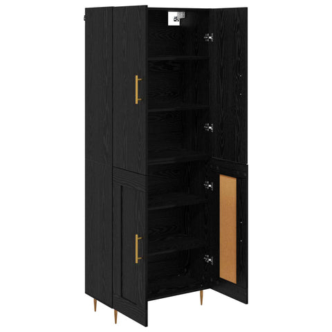 vidaXL Highboard Black Oak 69.5 x 34 x 180 cm Engineered Wood