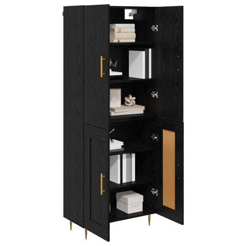 vidaXL Highboard Black Oak 69.5 x 34 x 180 cm Engineered Wood