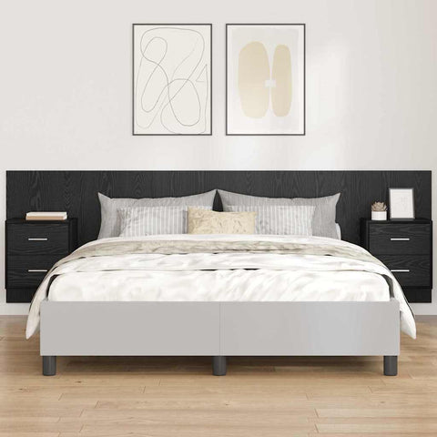 vidaXL Bed Headboard with Cabinets 3 pcs Black Oak Engineered Wood