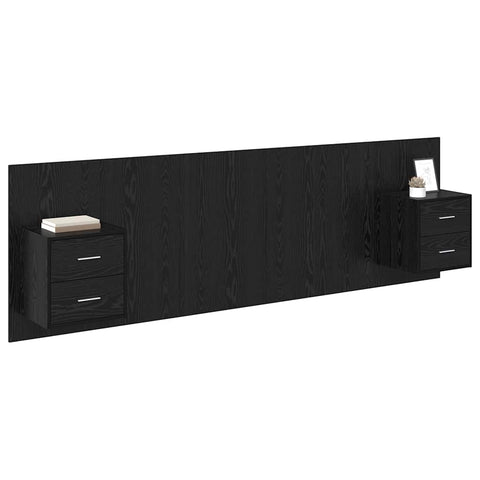 vidaXL Bed Headboard with Cabinets 3 pcs Black Oak Engineered Wood