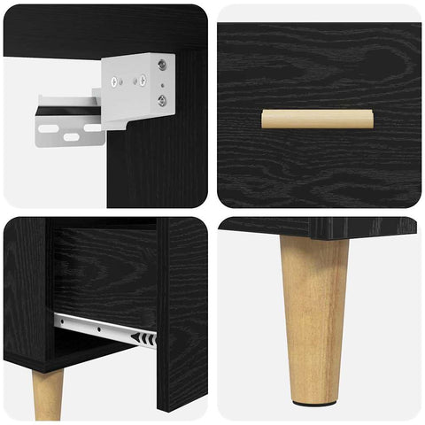 vidaXL Highboard 2 pcs Black Oak 69.5 x 34 x 180 cm Engineered Wood