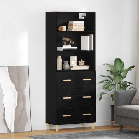 vidaXL Highboard 2 pcs Black Oak 69.5 x 34 x 180 cm Engineered Wood