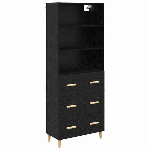 vidaXL Highboard 2 pcs Black Oak 69.5 x 34 x 180 cm Engineered Wood