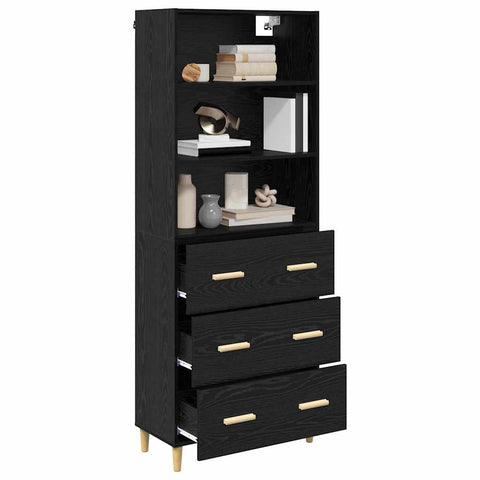 vidaXL Highboard 2 pcs Black Oak 69.5 x 34 x 180 cm Engineered Wood