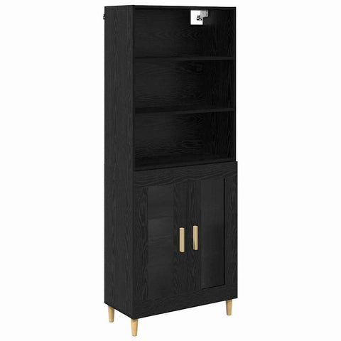 vidaXL Highboard 2 pcs Black Oak 69.5 x 34 x 180 cm Engineered Wood