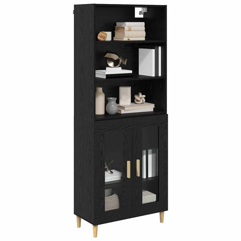 vidaXL Highboard 2 pcs Black Oak 69.5 x 34 x 180 cm Engineered Wood