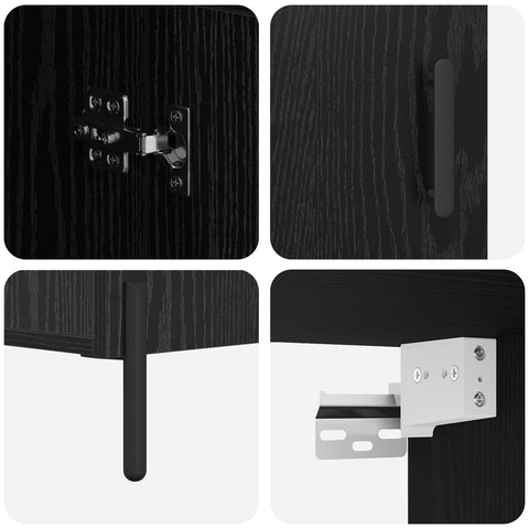 vidaXL Highboard Black Oak 69.5 x 34 x 180 cm Engineered Wood