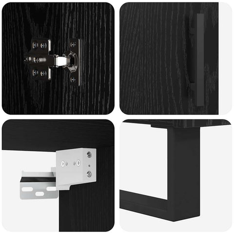 vidaXL Sideboard Wall-mounted 2 pcs Black Oak Engineered Wood