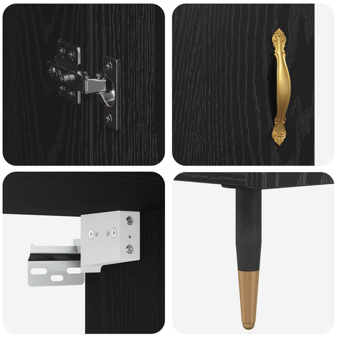 vidaXL Highboard Black Oak 69.5 x 34 x 180 cm Engineered Wood