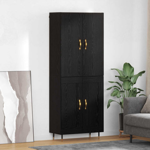 vidaXL Highboard Black Oak 69.5 x 34 x 180 cm Engineered Wood