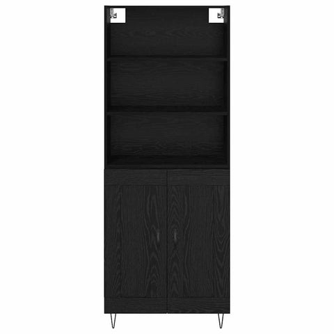 vidaXL Highboard Wall-mounted 2 pcs Black Oak Engineered Wood
