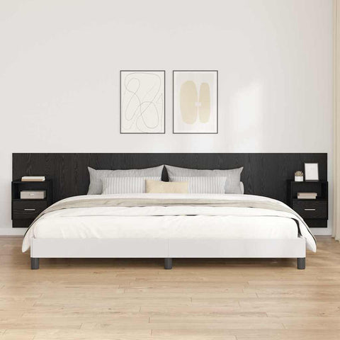 vidaXL Headboard with Cabinet with Drawer Black Oak 337 x 32.5 x 80 cm