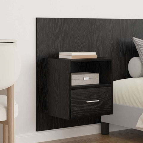 vidaXL Headboard with Cabinet with Drawer Black Oak 337 x 32.5 x 80 cm