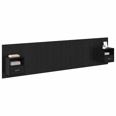 vidaXL Headboard with Cabinet with Drawer Black Oak 337 x 32.5 x 80 cm