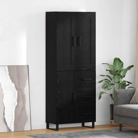 vidaXL Highboard Wall-mounted 2 pcs Black Oak Engineered Wood