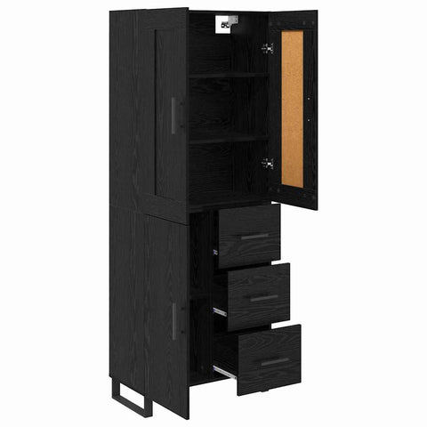 vidaXL Highboard Wall-mounted 2 pcs Black Oak Engineered Wood