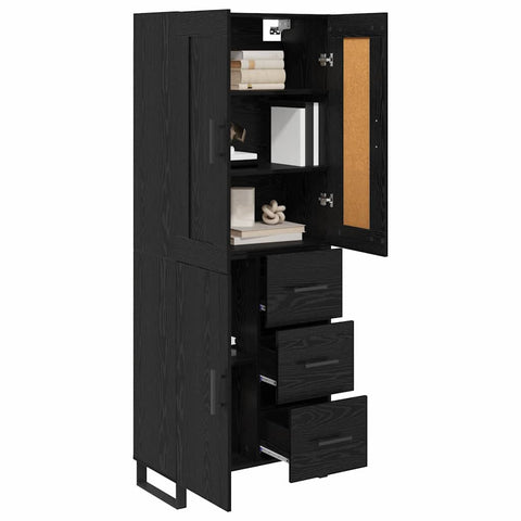 vidaXL Highboard Wall-mounted 2 pcs Black Oak Engineered Wood