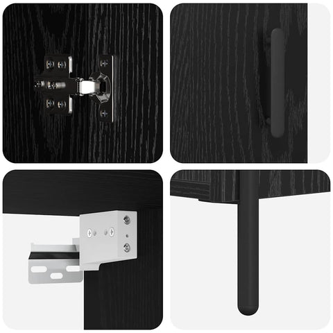 vidaXL Highboard 2 pcs Black oak 69.5 x 34 x 180 cm Engineered Wood