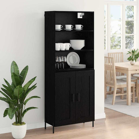 vidaXL Highboard 2 pcs Black oak 69.5 x 34 x 180 cm Engineered Wood