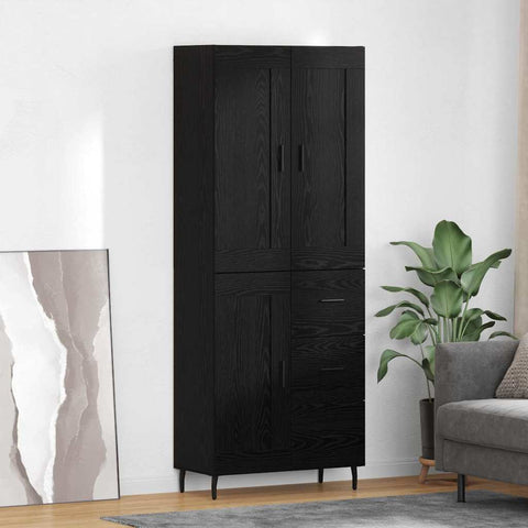 vidaXL Highboard 2 pcs Black Oak 69.5 x 34 x 180 cm Engineered Wood