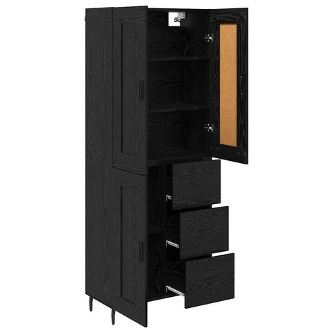 vidaXL Highboard 2 pcs Black Oak 69.5 x 34 x 180 cm Engineered Wood