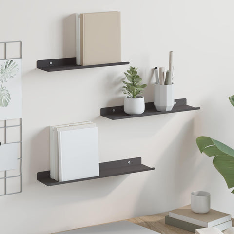 vidaXL Wall Shelf with Shelf Wall-mounted 3 pcs Black 40 x 9 x 2.5 cm