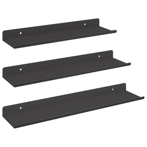 vidaXL Wall Shelf with Shelf Wall-mounted 3 pcs Black 40 x 9 x 2.5 cm