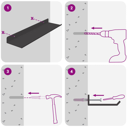 vidaXL Wall Shelf with Shelf Wall-mounted 3 pcs Black 40 x 9 x 2.5 cm