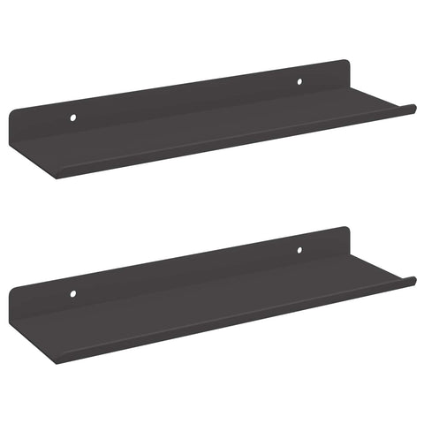 vidaXL Wall Shelf with Shelf Wall-mounted 2 pcs Black 30 x 9 x 2.5 cm