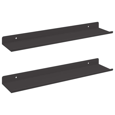 vidaXL Wall Shelf with Shelf Wall-mounted 2 pcs Black 40 x 9 x 2.5 cm