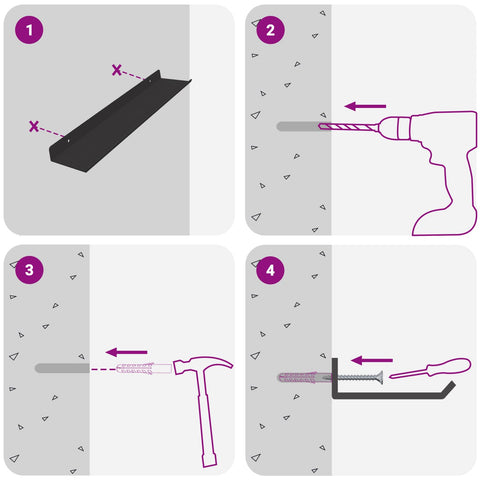 vidaXL Wall Shelf with Shelf Wall-mounted 2 pcs Black 40 x 9 x 2.5 cm