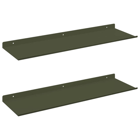 vidaXL Floating Shelf Wall-mounted 2 pcs Olive Green 60 x 18 x 2.5 cm