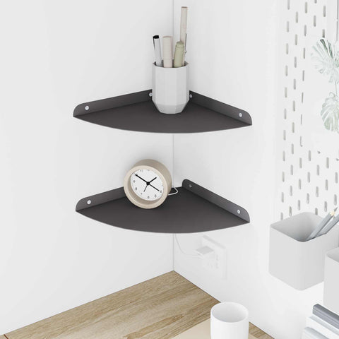 vidaXL Wall Shelf with Shelf with Storage 2 pcs Black 24 x 24 x 2.3 cm