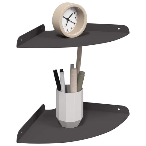 vidaXL Wall Shelf with Shelf with Storage 2 pcs Black 24 x 24 x 2.3 cm