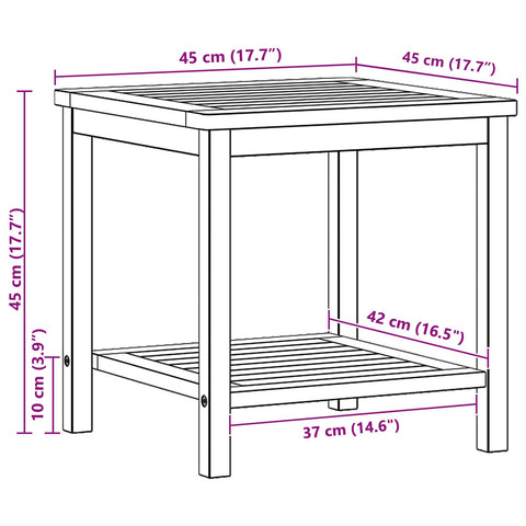 vidaXL Side Table Oil Natural 45 x 45 x 45 cm Solid Acacia Wood
