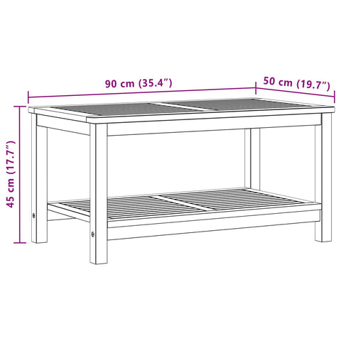 vidaXL Side Table Oil Natural 90 x 50 x 45 cm Solid Acacia Wood