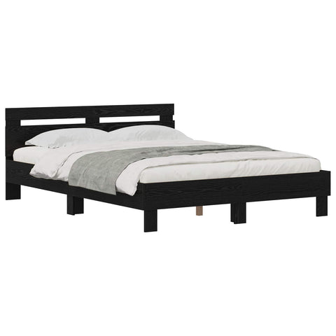 vidaXL Bed Frame with Headboard Black Oak 120 x 200 cm Engineered Wood