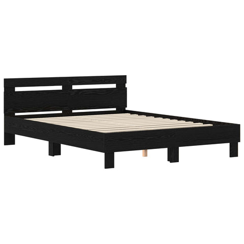 vidaXL Bed Frame with Headboard Black Oak 120 x 200 cm Engineered Wood