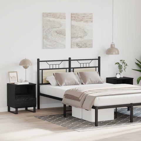 vidaXL Bed Cabinet Black Oak 40 x 35 x 50 cm Engineered Wood