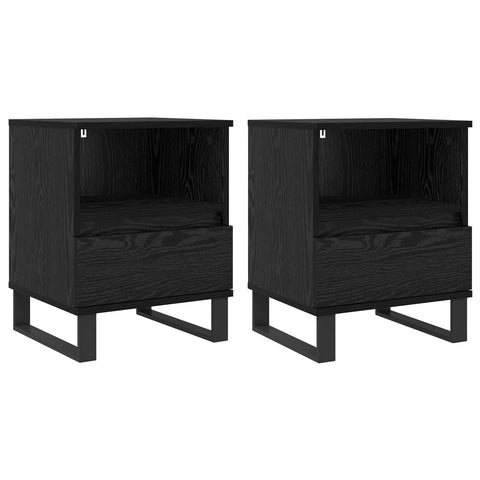 vidaXL Bed Cabinet Black Oak 40 x 35 x 50 cm Engineered Wood