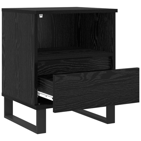 vidaXL Bed Cabinet Black Oak 40 x 35 x 50 cm Engineered Wood