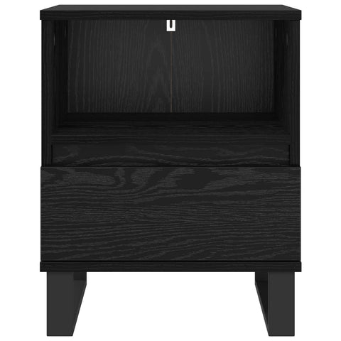 vidaXL Bed Cabinet Black Oak 40 x 35 x 50 cm Engineered Wood