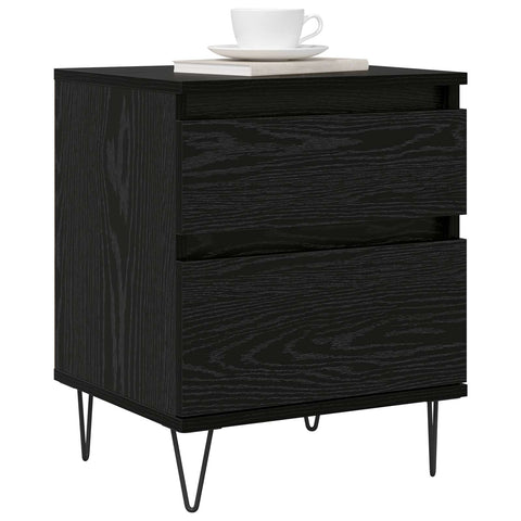 vidaXL Bed Cabinet Black Oak 40 x 35 x 50 cm Engineered Wood