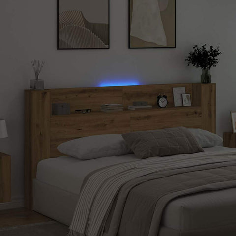 vidaXL Headboard Cabinet with Shelf Artisan Oak 200 x 15 x 103.5 cm