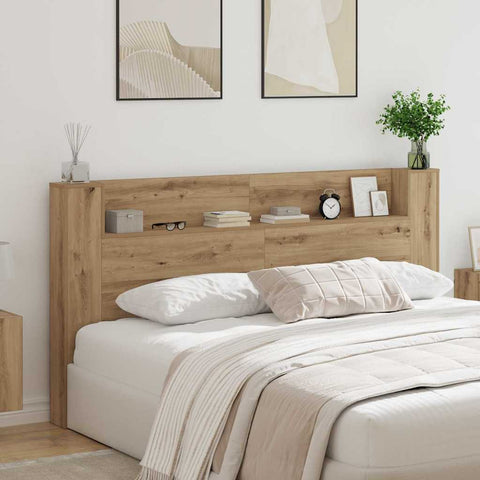 vidaXL Headboard Cabinet with Shelf Artisan Oak 200 x 15 x 103.5 cm