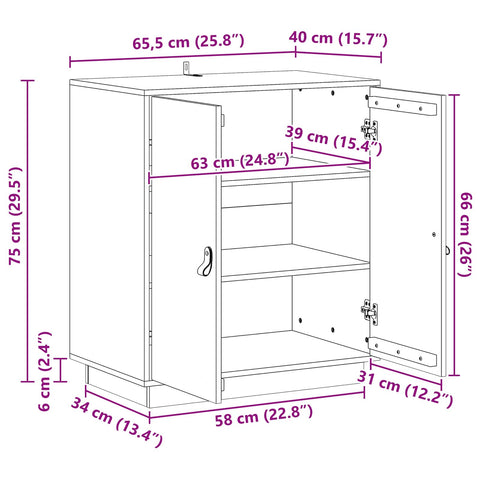 vidaXL Sideboard Wax Brown 65.5 x 40 x 75 cm Solid Pine Wood