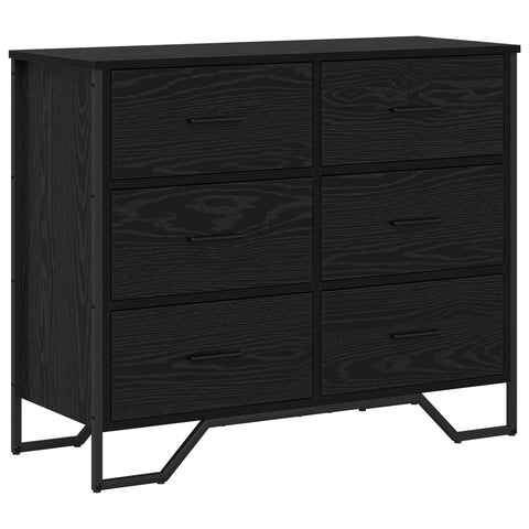 vidaXL Chest of Drawers Black Oak 91x35.5x74.5 cm Engineered Wood