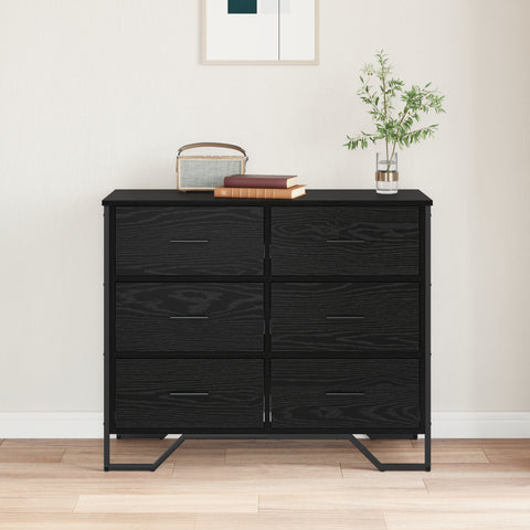 vidaXL Chest of Drawers Black Oak 91x35.5x74.5 cm Engineered Wood